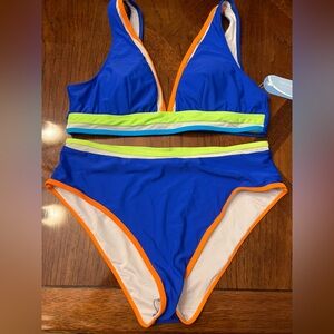 Blue and Orange Bikini Set